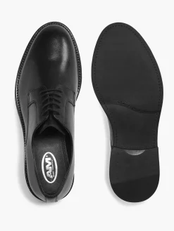 Black Leather Lace-Up Shoe