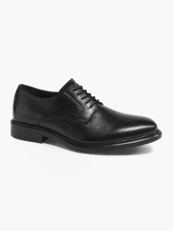 Black Leather Lace-Up Shoe