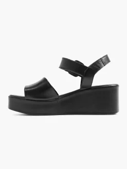 Black Platform Leather Sandal