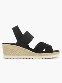 Black Sandalette Wedge Heel