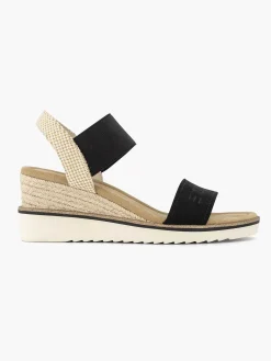 Black Sandalette Wedge Heel