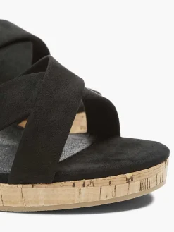 Black Sandalette Wedge Heel