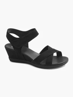 Black Sandalette Wedge Heel