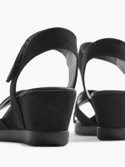 Black Sandalette Wedge Heel