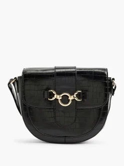Black Shoulder Bag Decorative Buckle