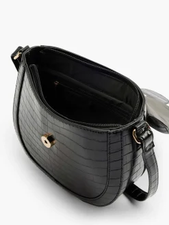 Black Shoulder Bag Decorative Buckle
