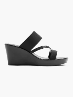 Black Slipper Wedge Heel