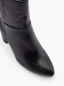 Black Snake Print Ankle Boot