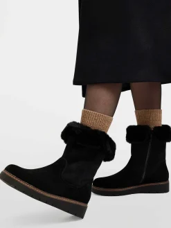 Black Suede Comfort Ankle Boot Lined