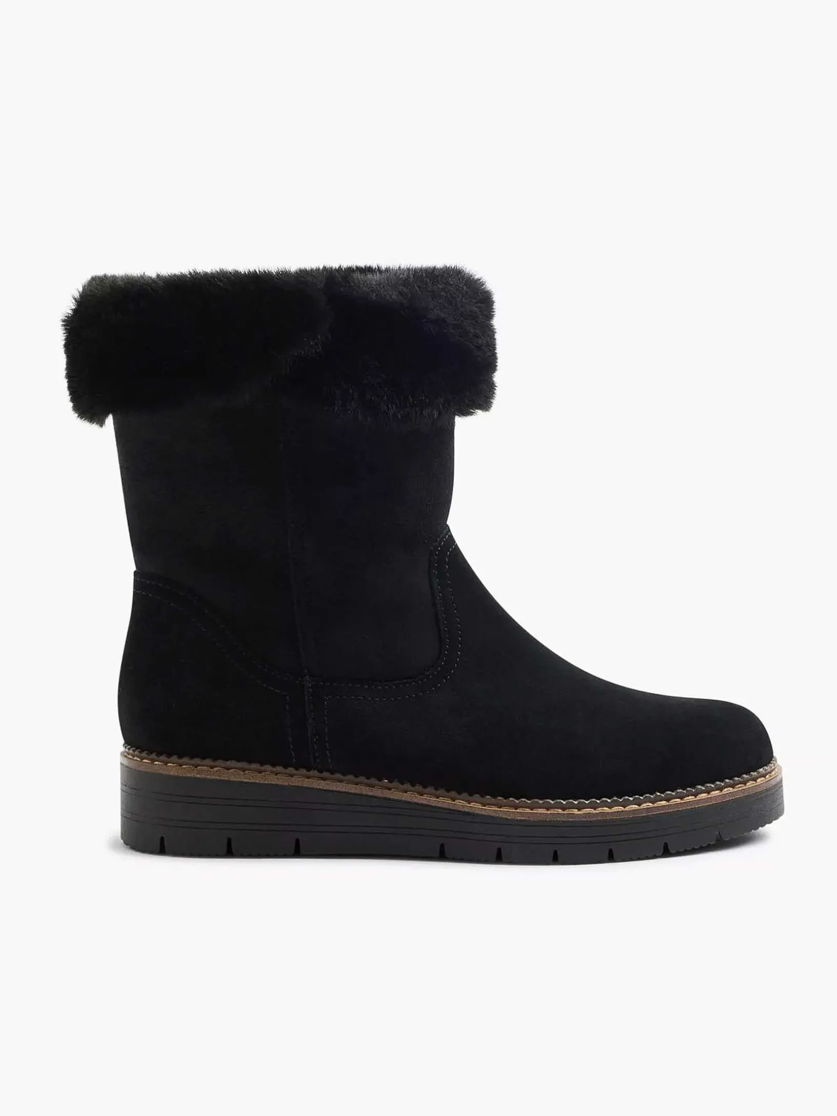 Black Suede Comfort Ankle Boot Lined