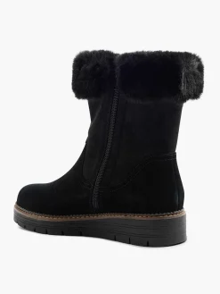 Black Suede Comfort Ankle Boot Lined