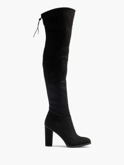 Black Thigh High Boot Heel