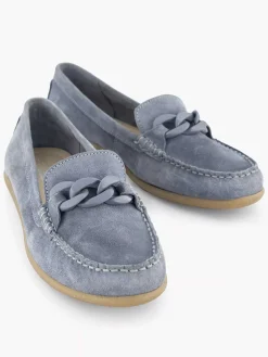 Blue Suede Slip-On Decorative Necklace