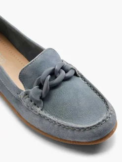 Blue Suede Slip-On Decorative Necklace