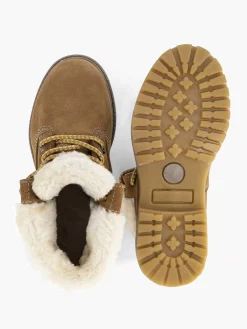 Cognac Leather Lace Boot Lined