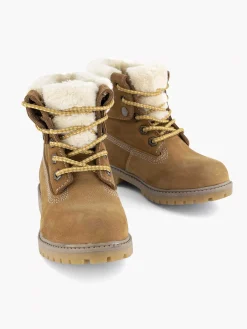 Cognac Leather Lace Boot Lined