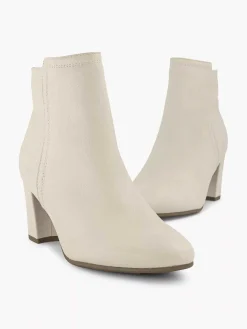 Cream Leather Ankle Boot