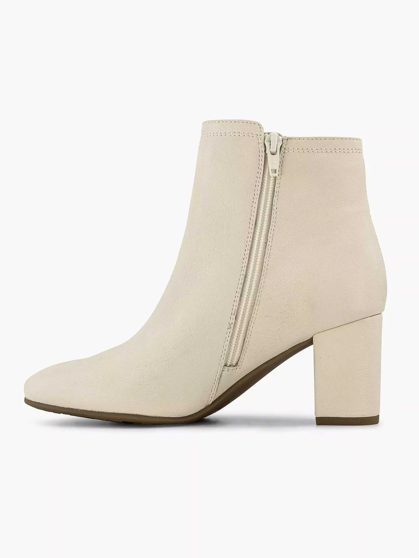 Cream Leather Ankle Boot