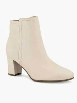 Cream Leather Ankle Boot