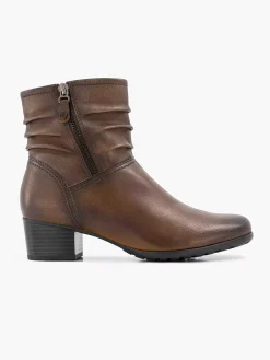 Dark Brown Leather Comfort Ankle Boots Heel