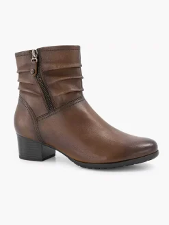 Dark Brown Leather Comfort Ankle Boots Heel
