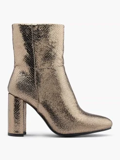 Golden Ankle Boot Snake Print