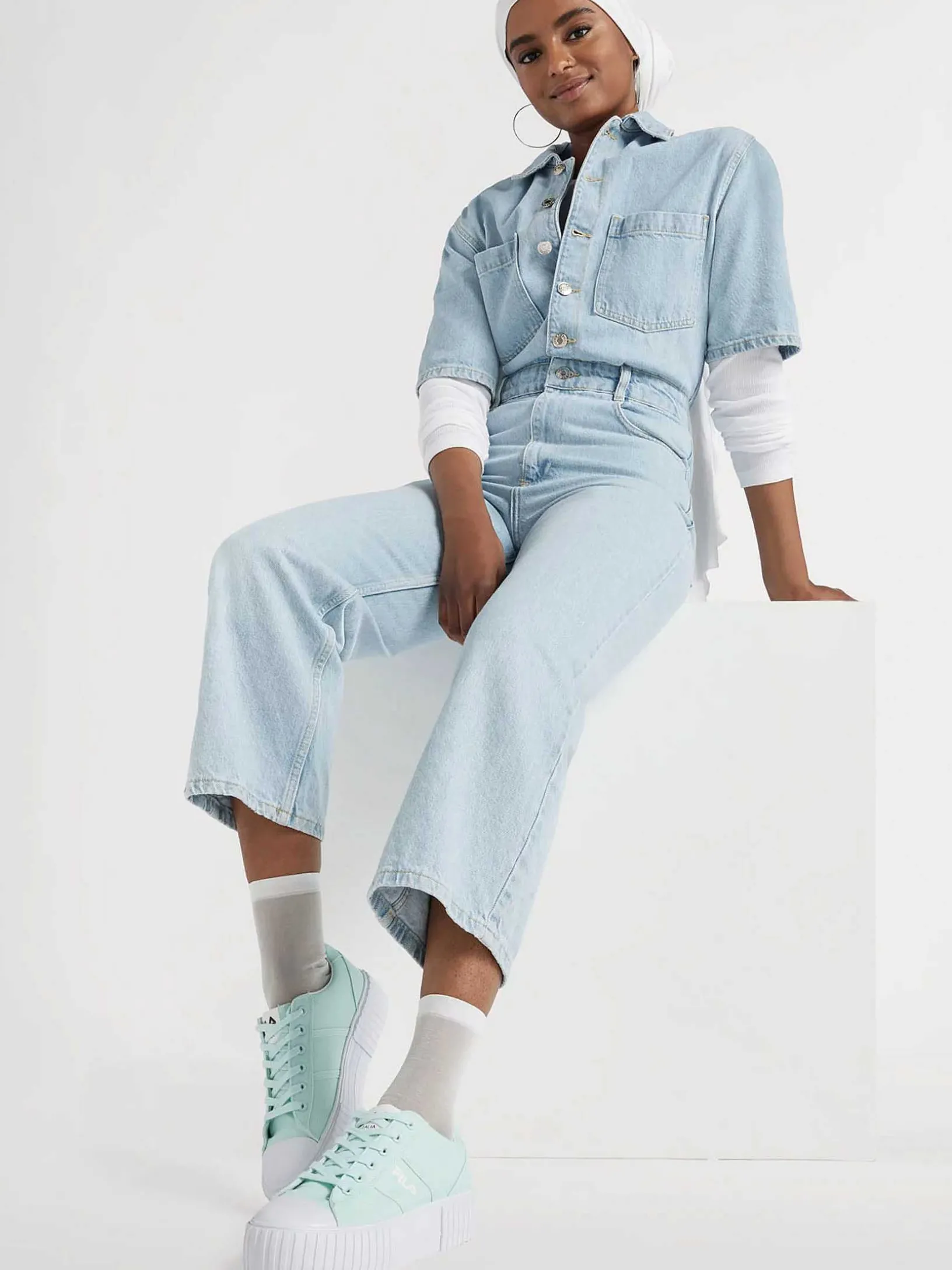 Mint-Colored Canvas Sneaker Platform