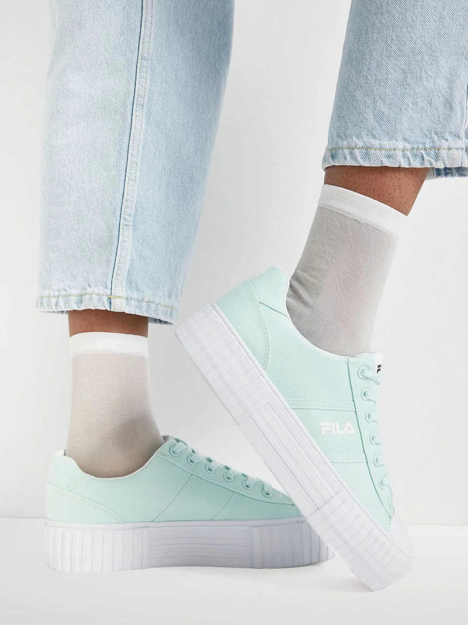 Mint-Colored Canvas Sneaker Platform