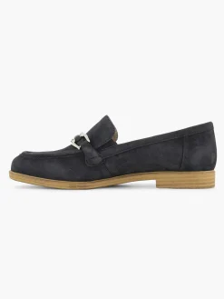 Navy Blue Leather Slip-On