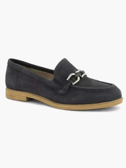 Navy Blue Leather Slip-On