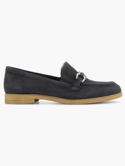 Navy Blue Leather Slip-On