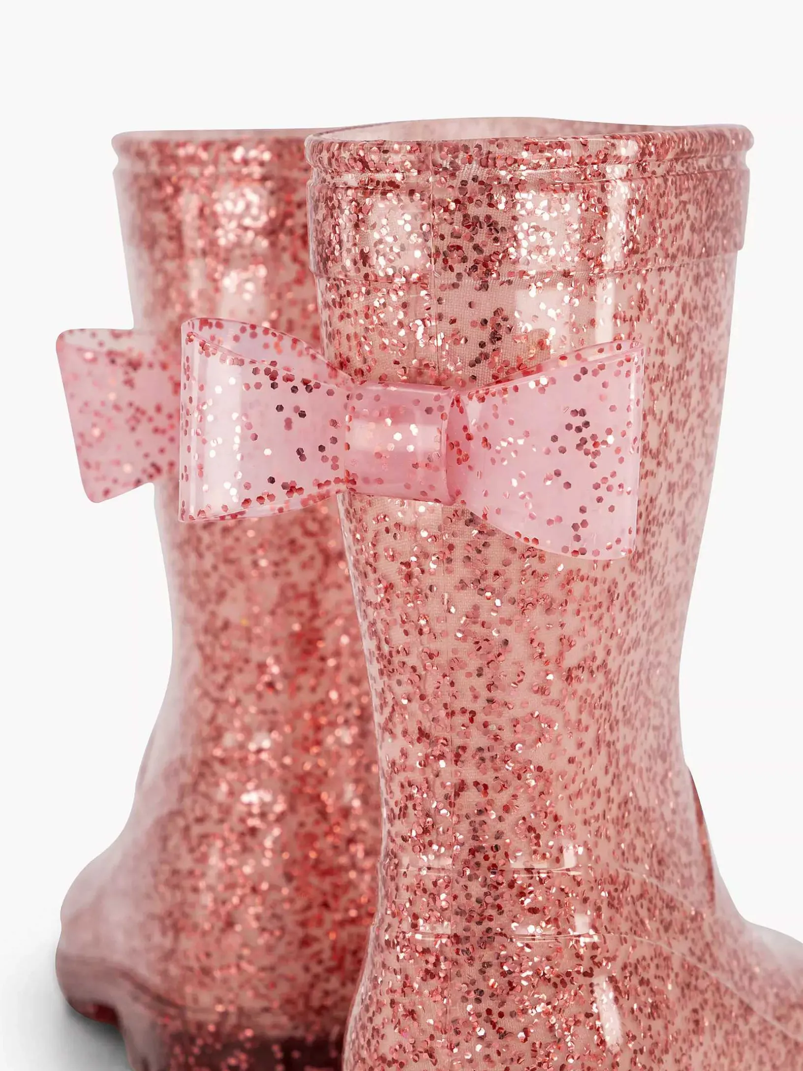 Pink Rain Boot Glitter Bow