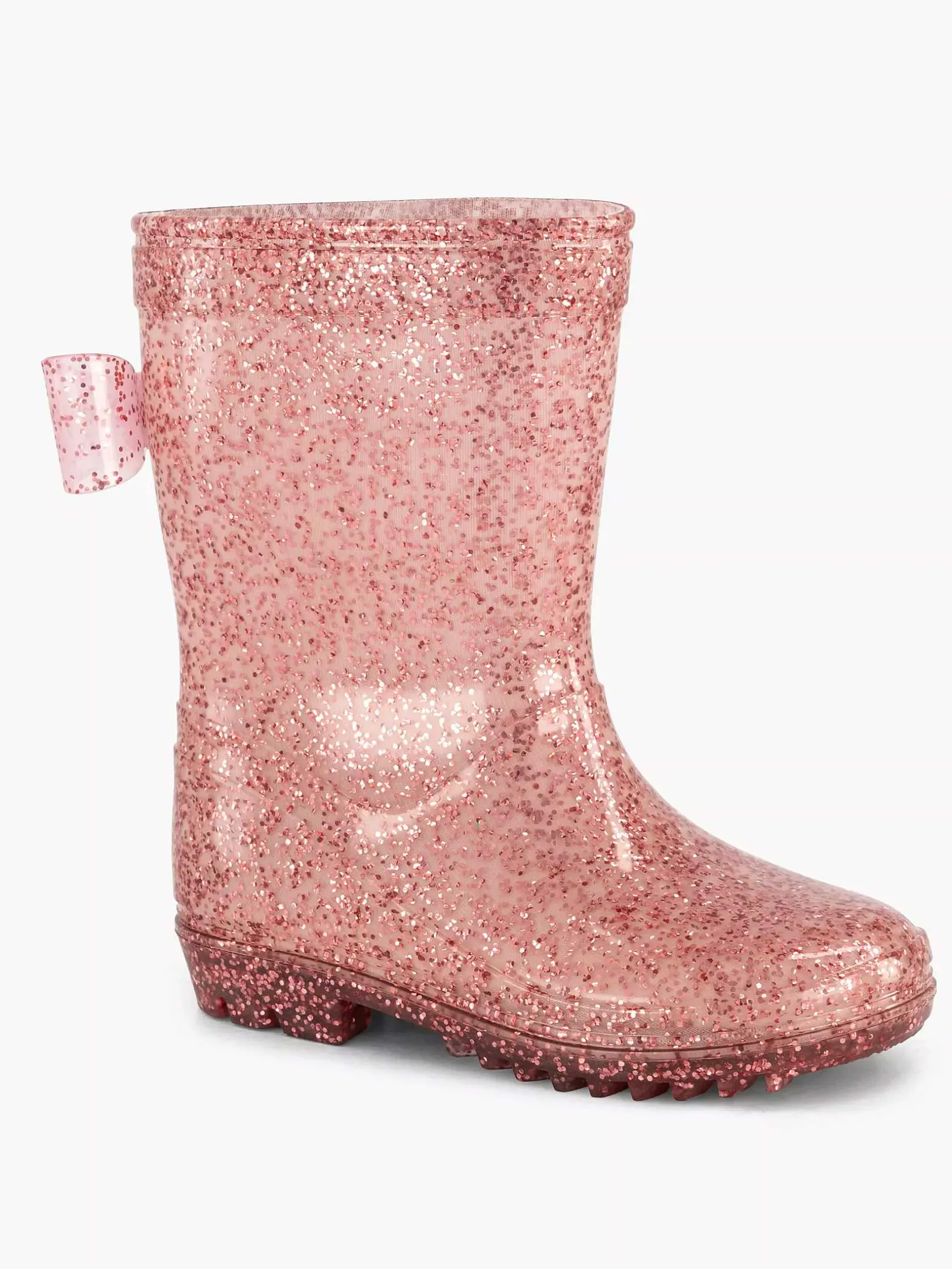 Pink Rain Boot Glitter Bow