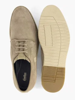 Sand-Colored Leather Lace-Up Shoe
