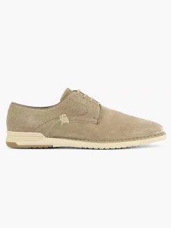 Sand-Colored Leather Lace-Up Shoe
