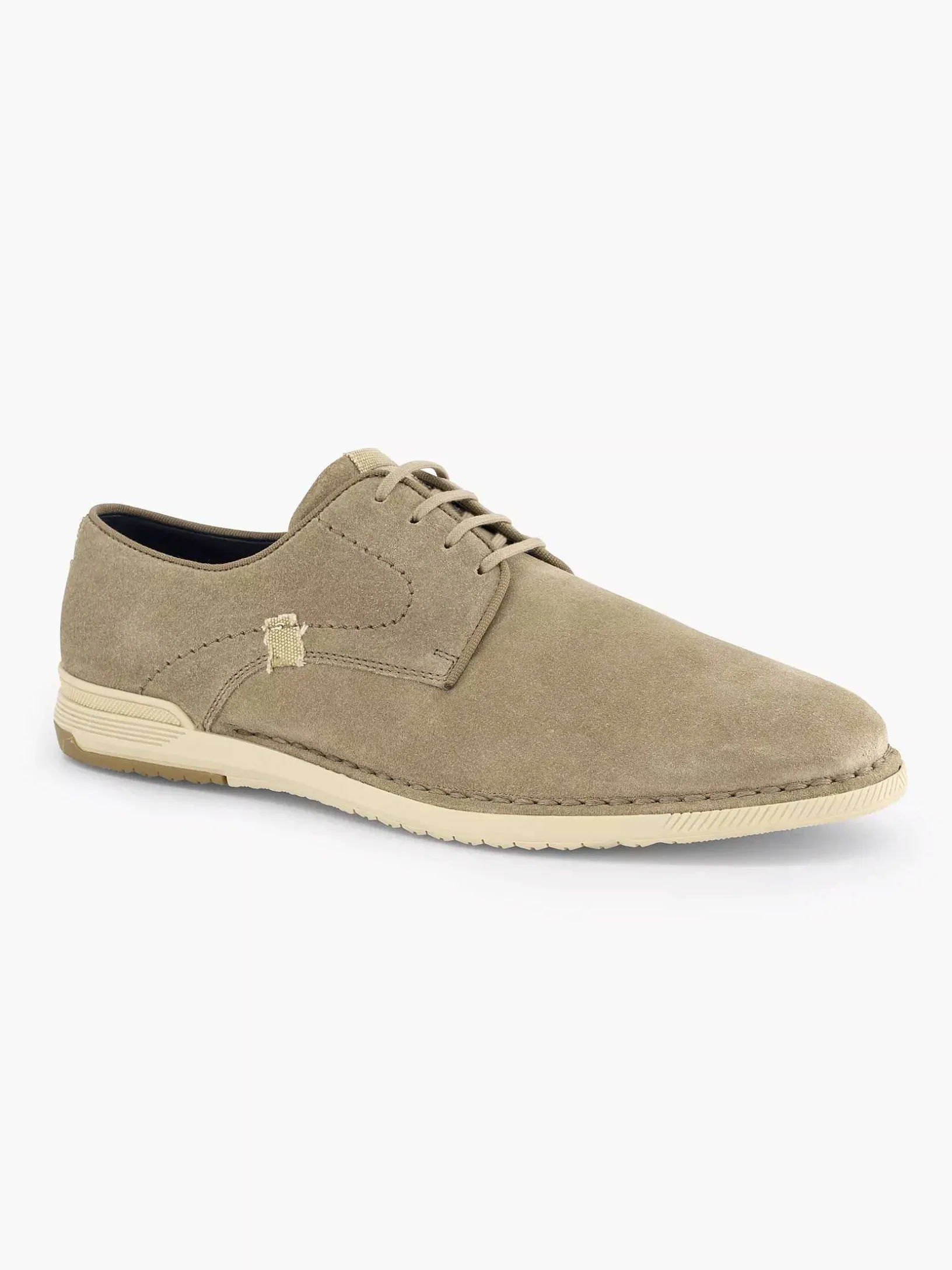 Sand-Colored Leather Lace-Up Shoe