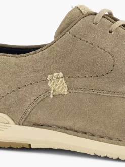 Sand-Colored Leather Lace-Up Shoe