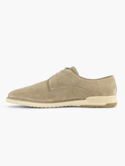 Sand-Colored Leather Lace-Up Shoe