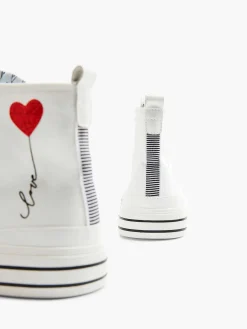White High Canvas Sneaker Heart