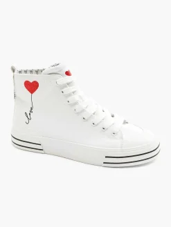 White High Canvas Sneaker Heart