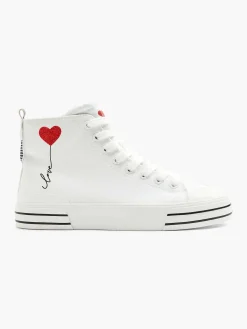 White High Canvas Sneaker Heart