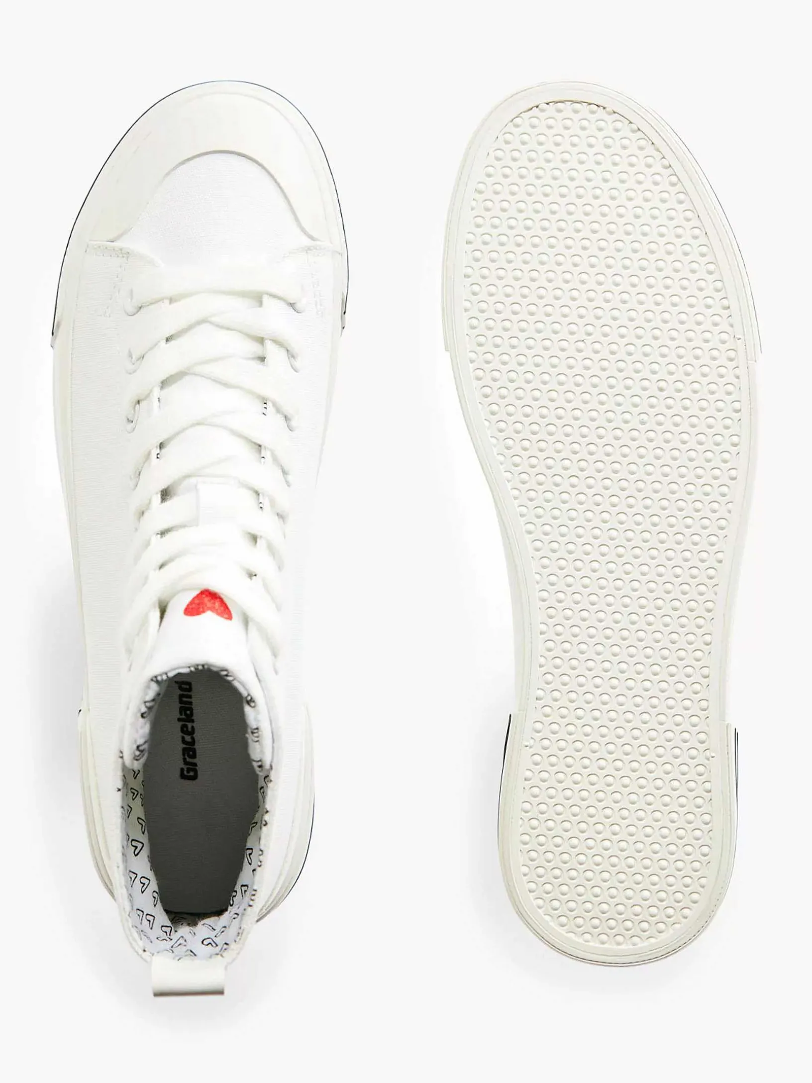 White High Canvas Sneaker Heart