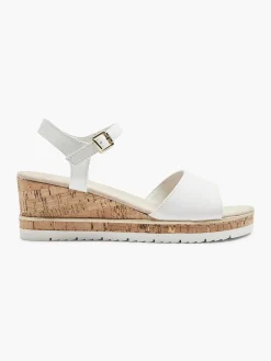 White Sandalette Wedge Heel