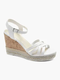 White Sandalette Wedge Heel